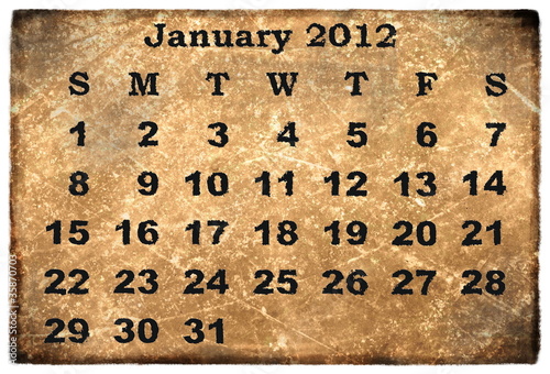 Obraz na płótnie old grunge monthly calendar 2012