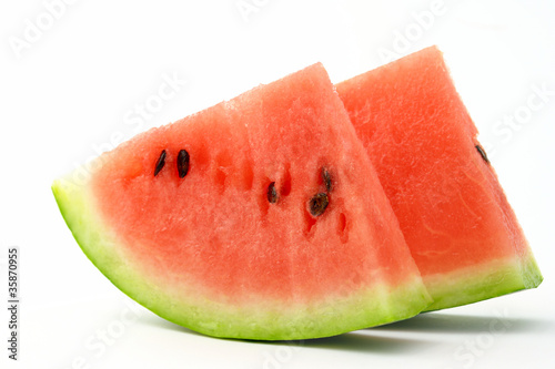 slice of watermelon on white background isolated