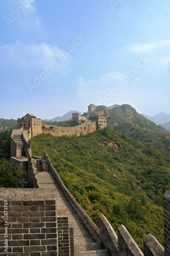 Great Wall of China Jinshaling traversing hills into distance photo