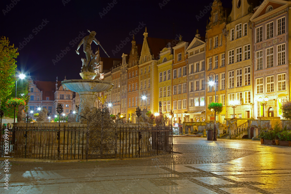 Gdansk by night, Poland.