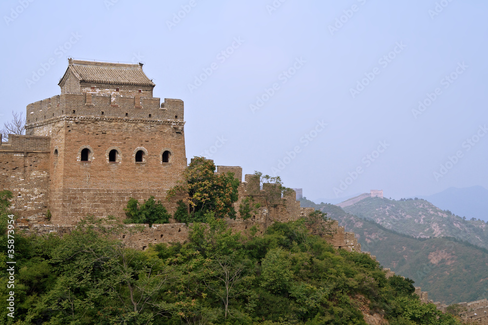 Great Wall of China Jinshaling lookout tower with turrets