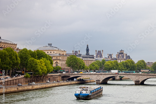 Stone bridge over Seine in Paris France.