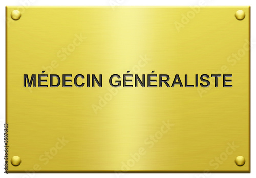 Cuadro en lienzo "Médecin Généraliste" Plaque Professionnelle Gravée