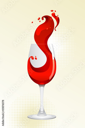 Glass of red wine on a white background