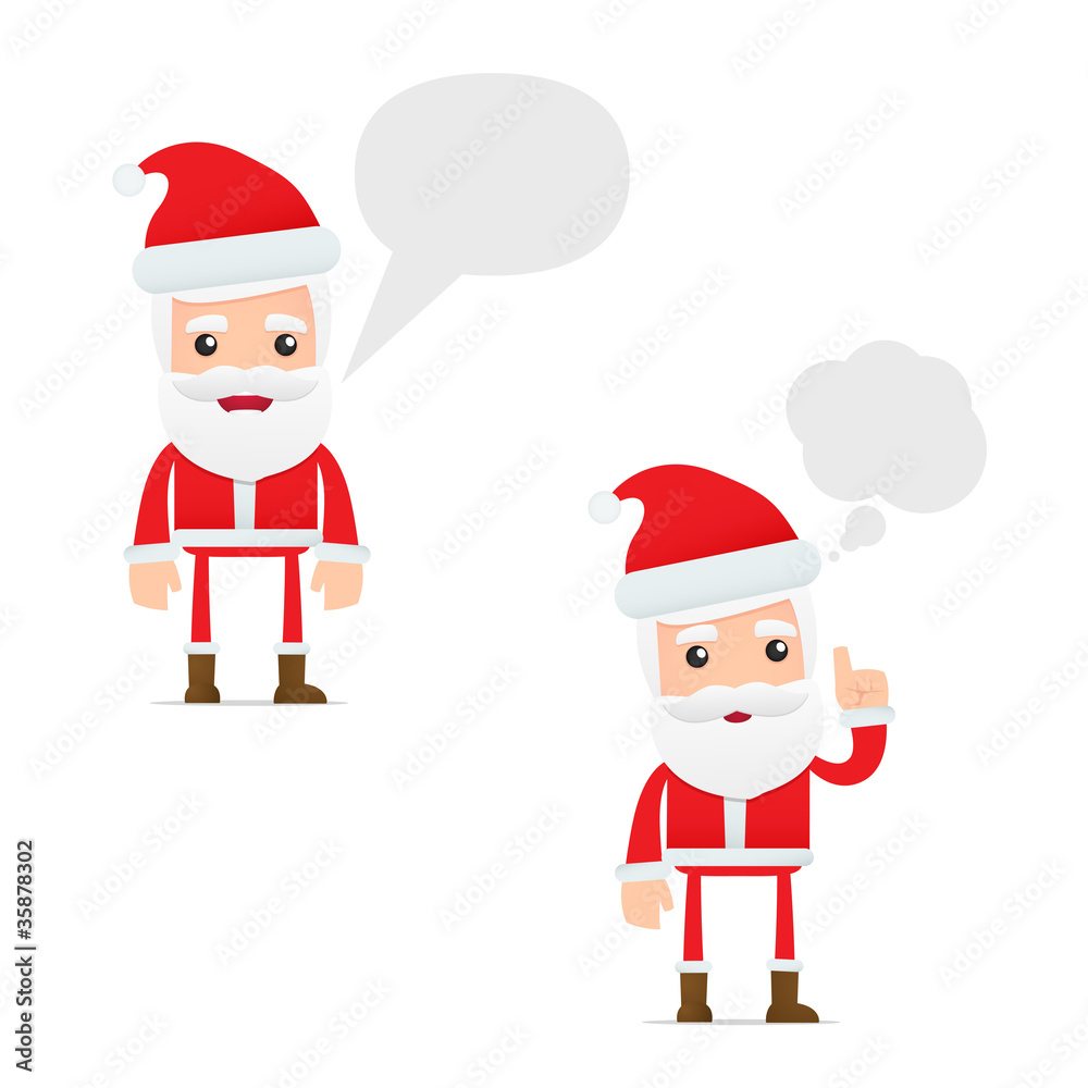set of funny cartoon Santa Claus