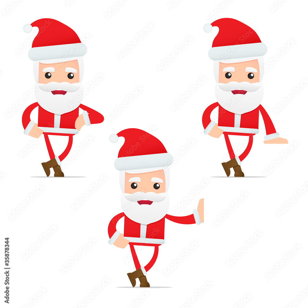 set of funny cartoon Santa Claus