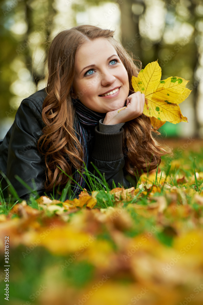 Woman at autumn outdoors Woman at autumn outdoors