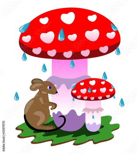 The mouse under a fly agaric