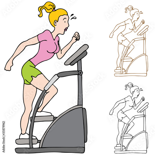 Woman Exercising on Stairclimber Machine