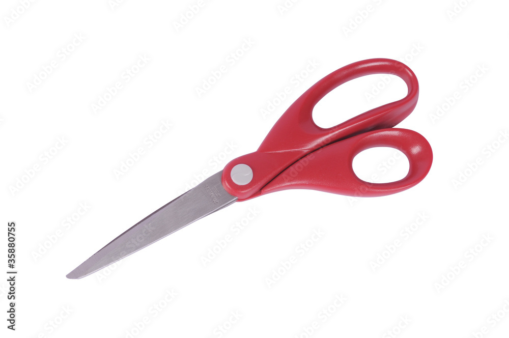 Scissors with red handles isolated on white Scissors with red handles isolated on white
