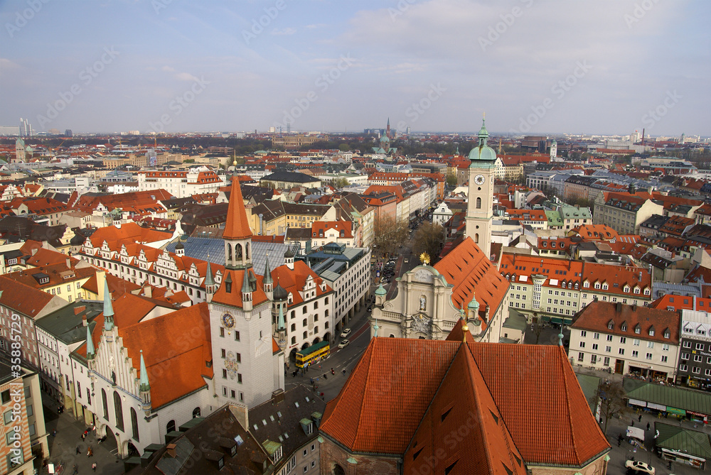 Fototapeta premium Aerial view of the old town of Munich, Germany