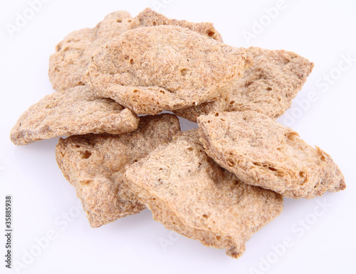 Raw Soy Meat on a white background