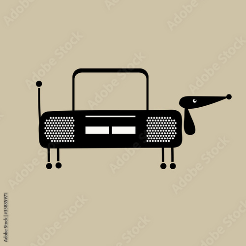 Funny dog with shape of recorder for your design