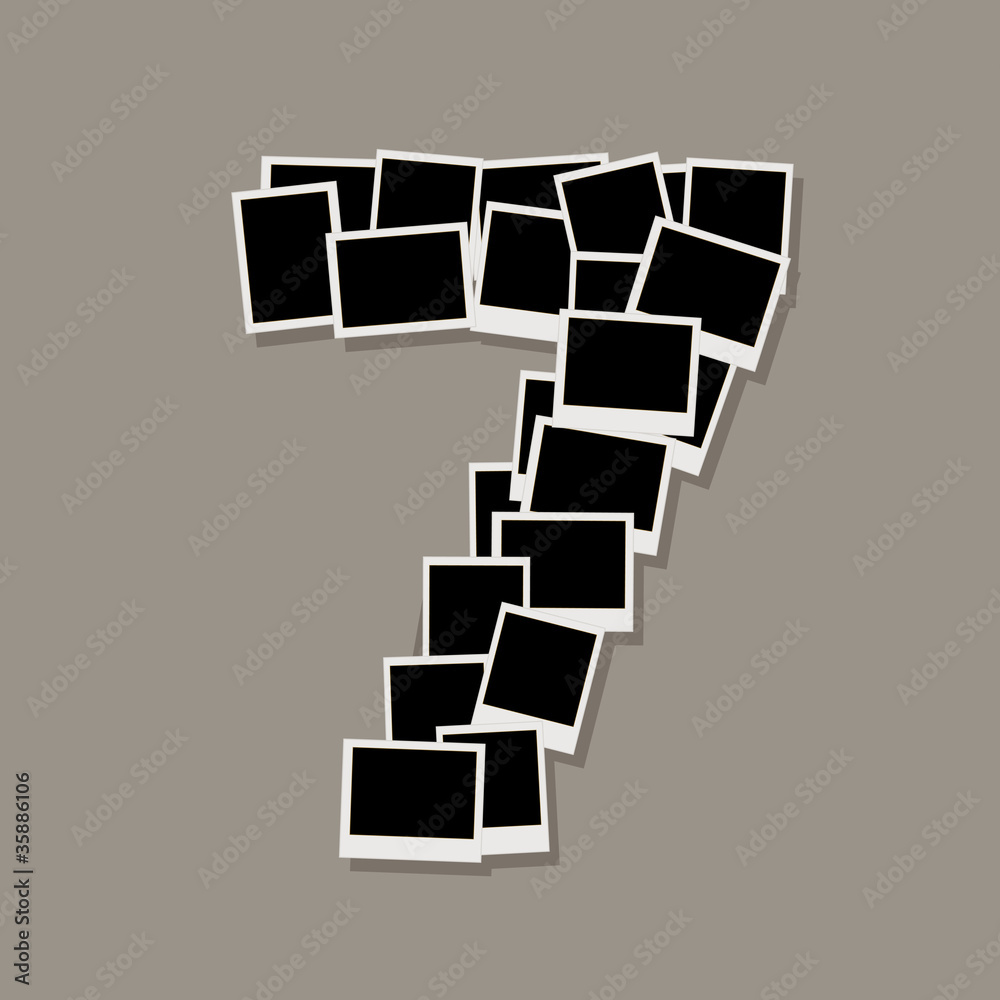 Number seven made from photo frames, insert your photos Number seven made from photo frames, insert your photos