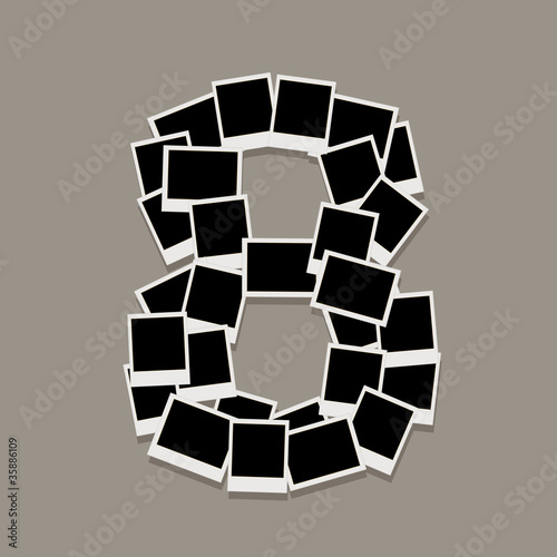 Number eight made from photo frames, insert your photos