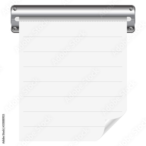 Receipt paper with curled corner over white