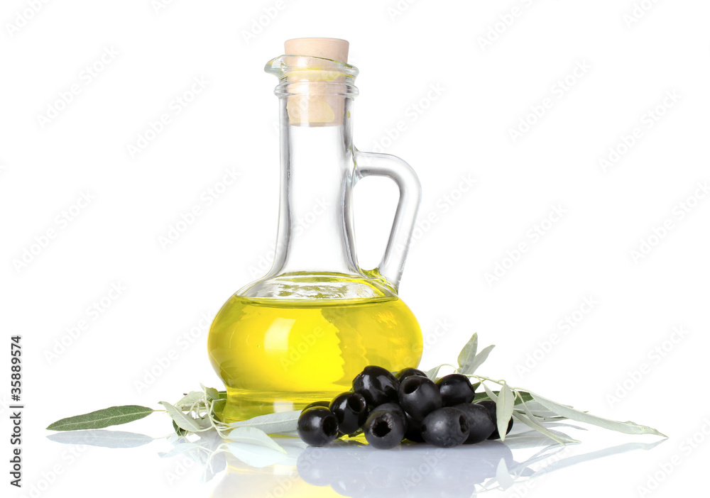 olive oil and olives isolated on white olive oil and olives isolated on white
