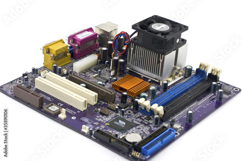 Motherboard on white background