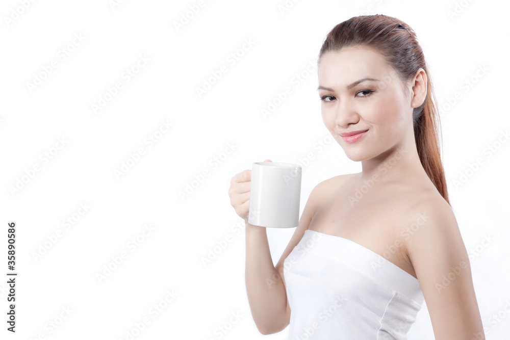 asian woman smile before drinking asian woman smile before drinking