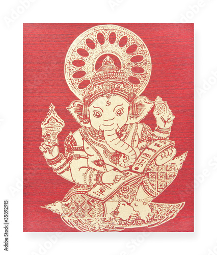 Ganesh, Hindu God on silk