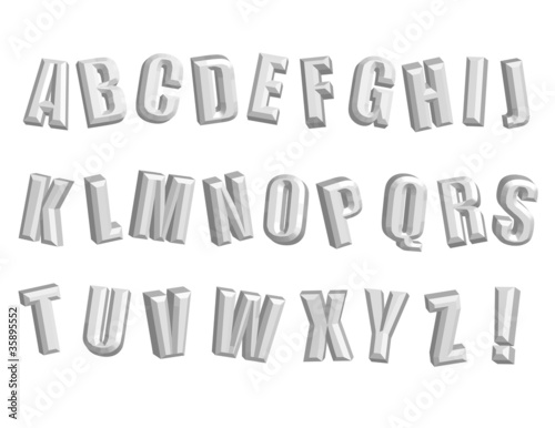 Awesome 3D Alphabet  Vector   Clip Art