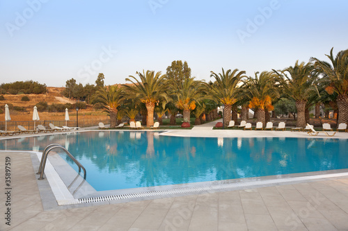 Empty swimmingpool with palmtrees © Picture Partners