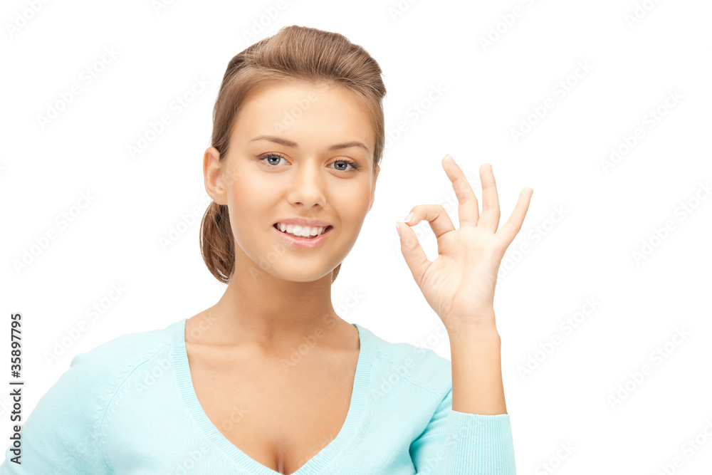 lovely teenage girl showing ok sign lovely teenage girl showing ok sign