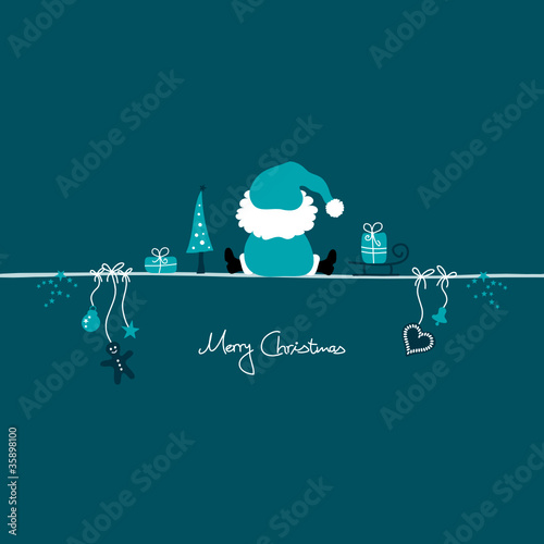 Sitting Christmas Santa & Symbols Turquoise