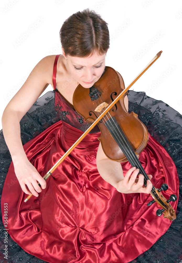 Young woman plays the viola