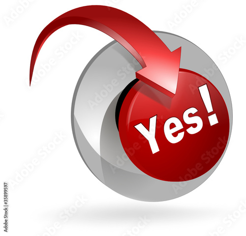 yes icon button 3d