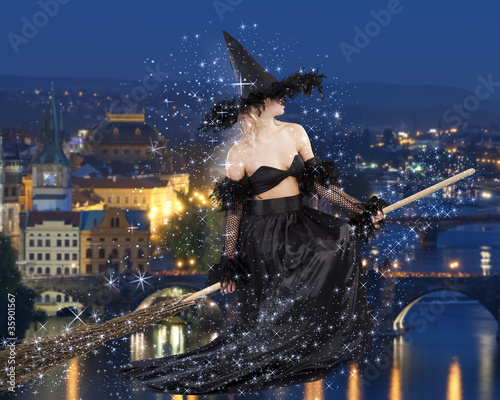 Billede på lærred the dark halloween witch