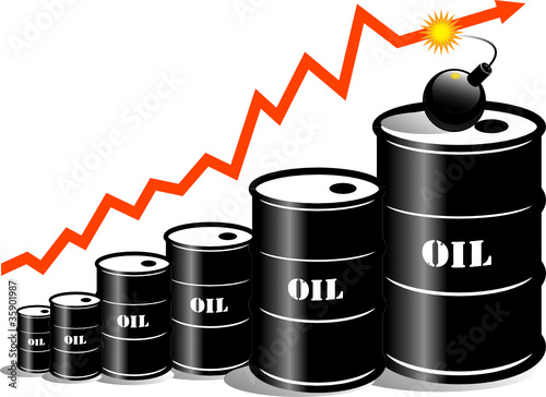 Vector oil barrel with price graph
