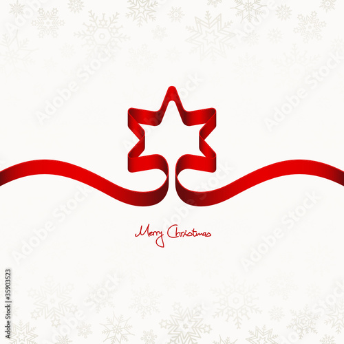 Red Ribbon Christmas Star & Snowflakes