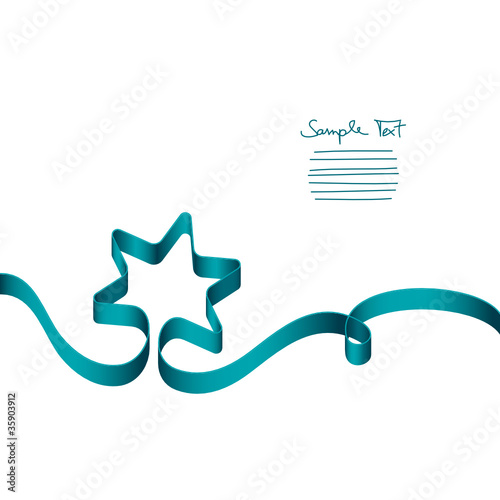 Turquoise Ribbon Christmas Star & Swirl