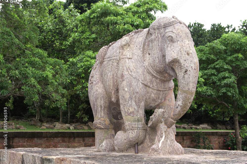 Different view of Elephant sculpture, Sun temple Konark