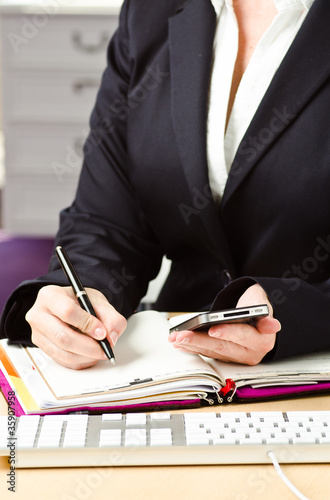 office desk with a girl