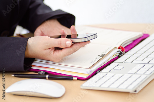 office desk with a girl
