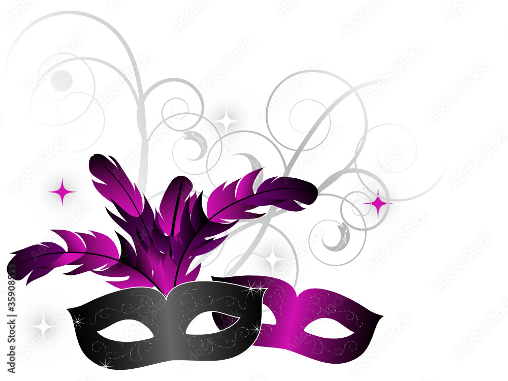 Carnival facemasks on white background