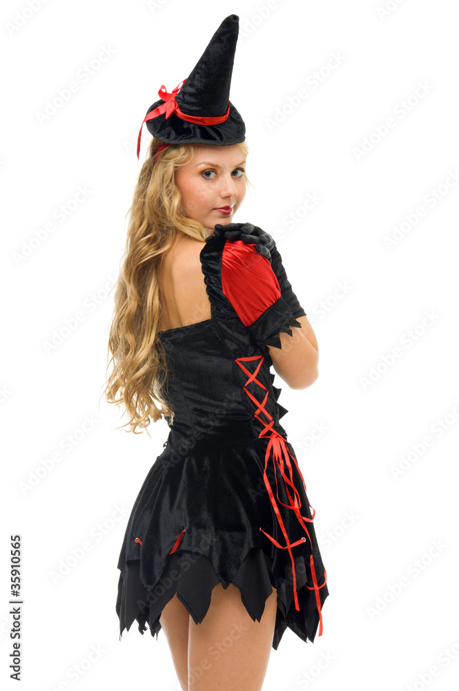 woman in carnival costume.  Witch shape