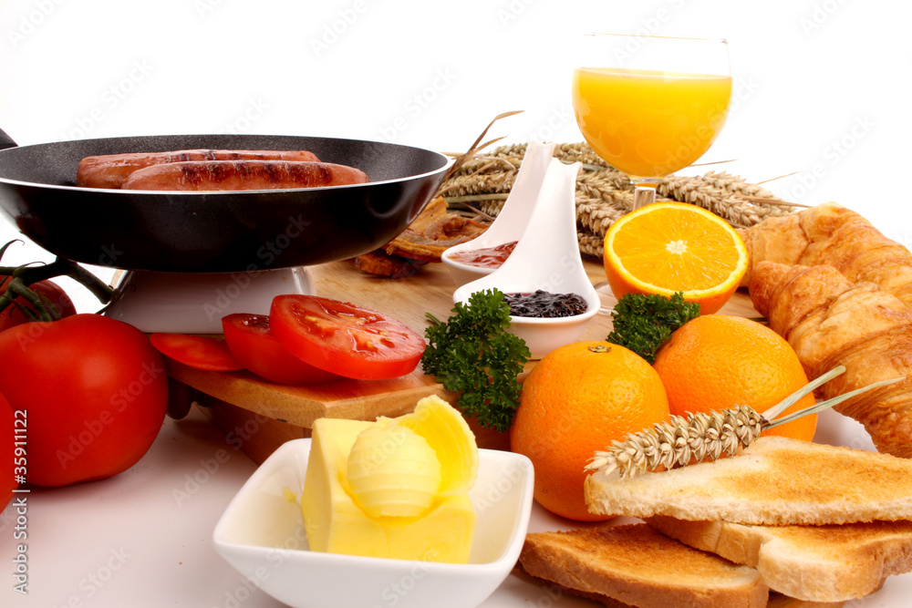 Breakfast on a white background Breakfast on a white background
