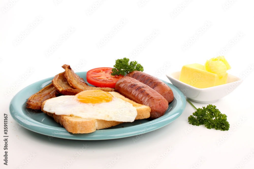 Breakfast on a white background Breakfast on a white background