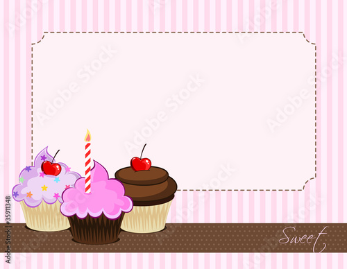 Cupcake Delicious, bolo, festa, comemoracao, delicia, confeitaria, ilustração, vetor, em branco, convite aniversário, confeitaria, bolo de pote, delicioso 