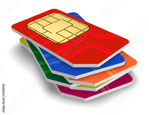 Set of color SIM cards photo