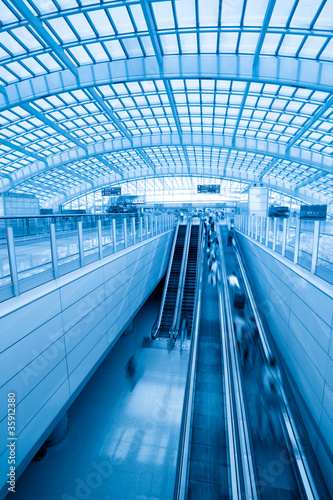 escalator in modern subway station