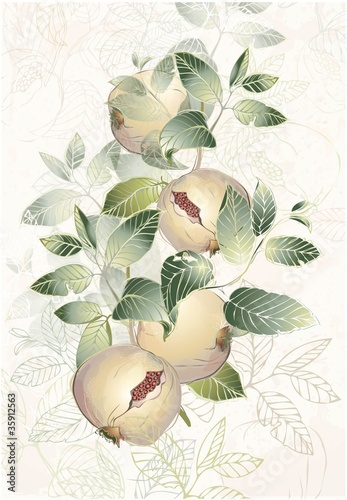 Greeting card with garnet tree.