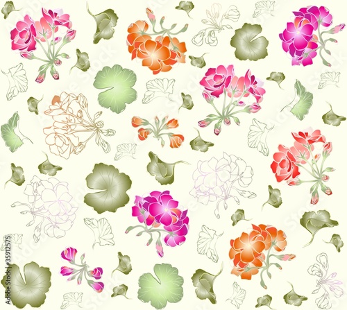 Fototapeta Naklejka Na Ścianę i Meble -  Seamless background. Illustration geranium.