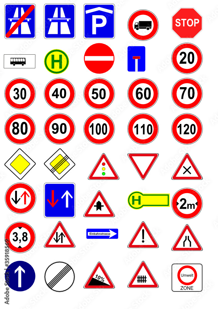 40 Verkehrsschilder Stock Vector | Adobe Stock