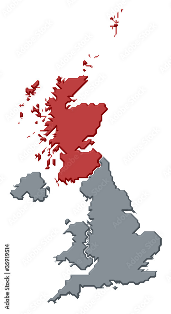 Map of United Kingdom, Scottland highlighted