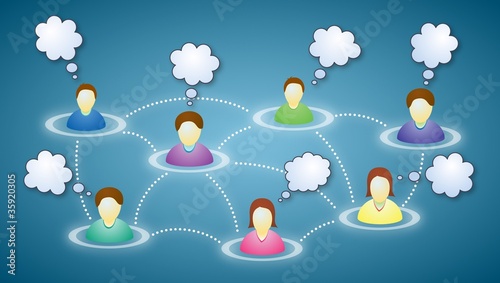 Social network members with text clouds