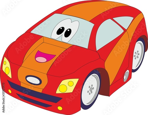 Red car isolated hatchback